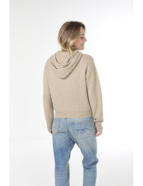 Hoodie cachemire COLLEGIATE - Taupe