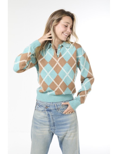 Polo Argyle COLLEGIATE - Glacier