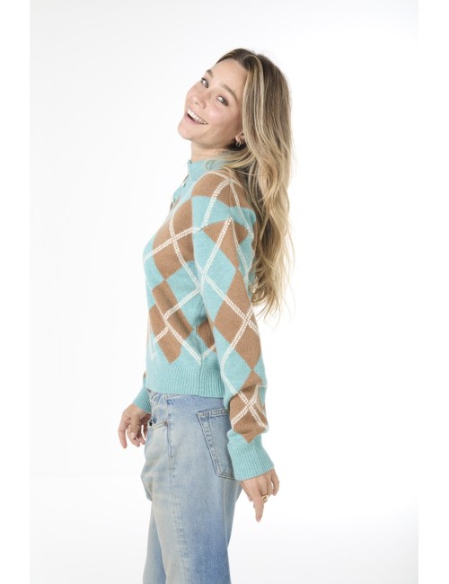 Polo Argyle COLLEGIATE - Glacier