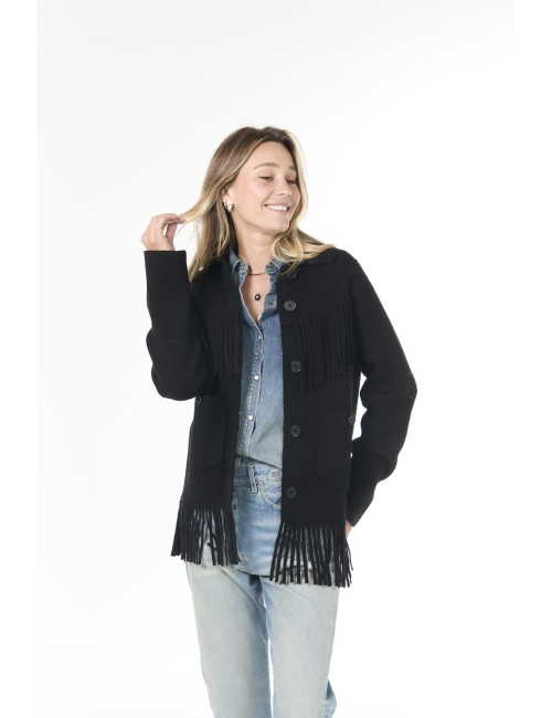 Veste à franges WESTERN - Noir