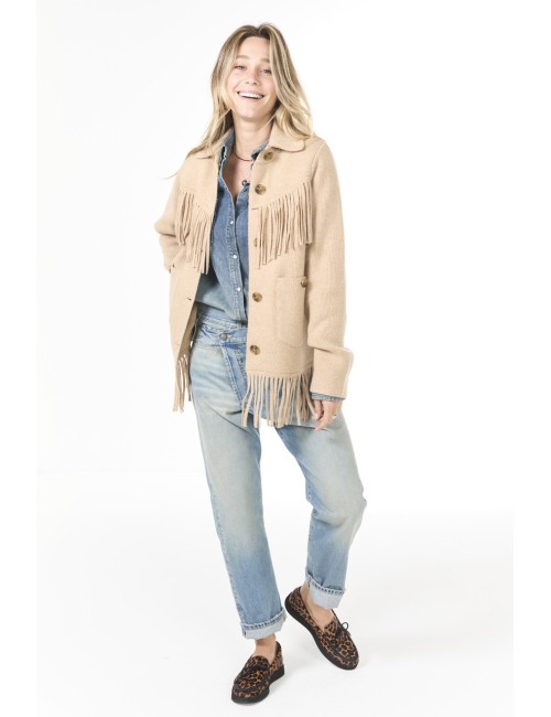 Veste à franges WESTERN - Sable