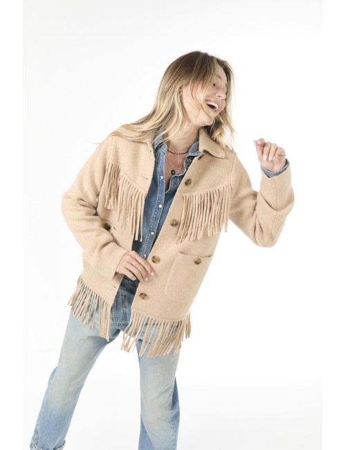 Veste à franges WESTERN - Sable