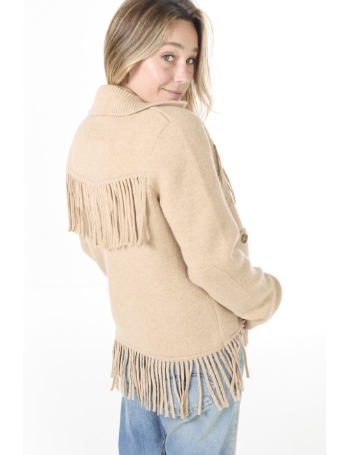 Veste à franges WESTERN - Sable