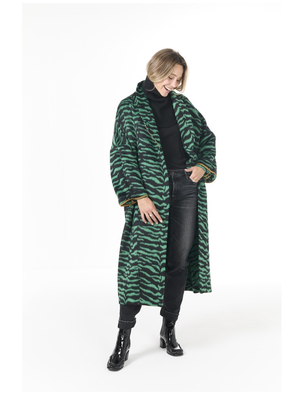 Manteau EREN - Zébré, Vert forêt