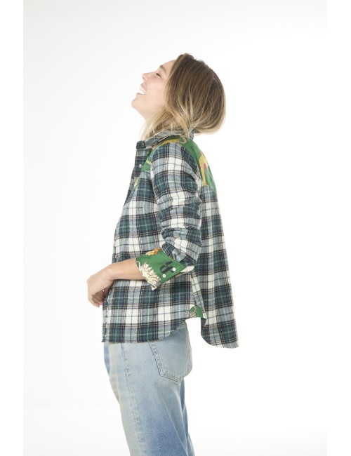 Chemise WESTERN – Mix Tartan vert écru