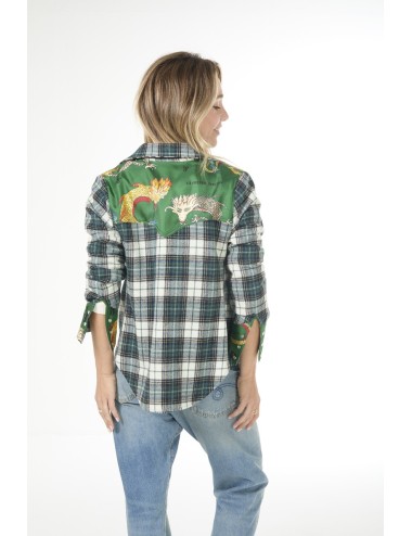Chemise WESTERN – Mix Tartan vert écru