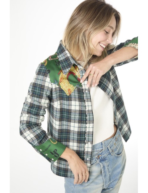 Chemise WESTERN – Mix Tartan vert écru