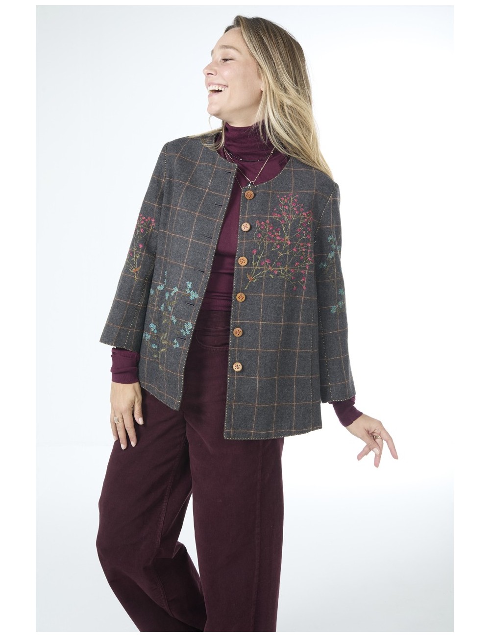 Veste 7XMR-35 - Gris, carreaux bruns