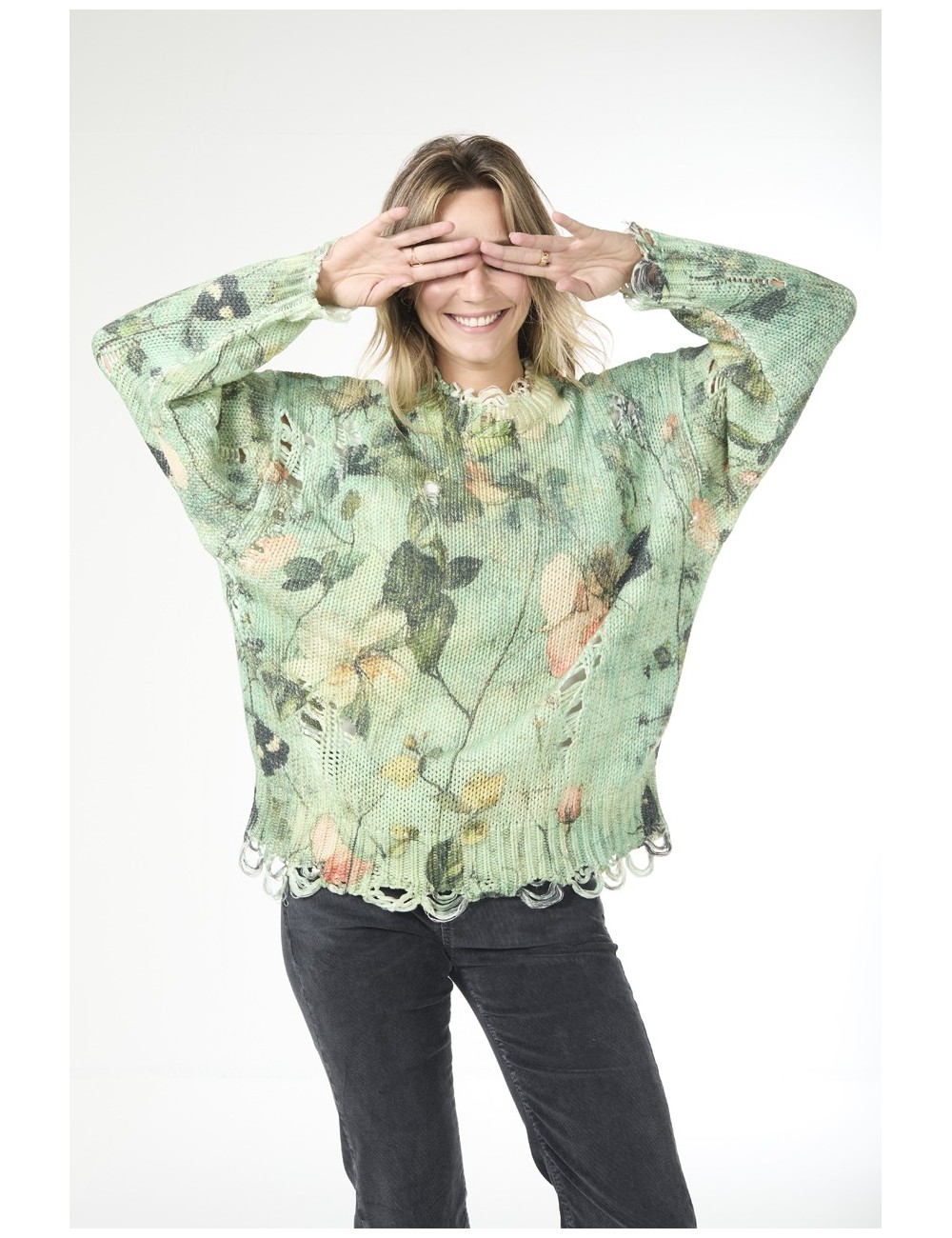 Sweat Oversized - Imprimé Turquoise Floral