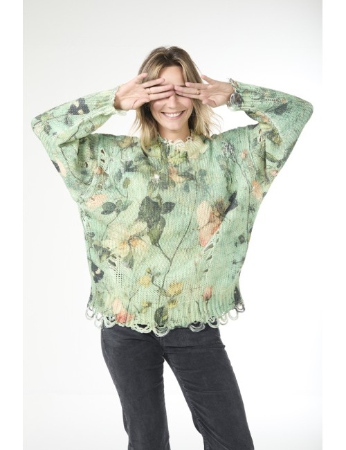 Sweat Oversized - Imprimé Turquoise Floral