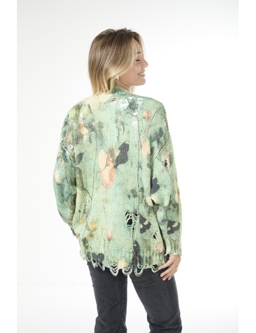 Sweat Oversized - Imprimé Turquoise Floral