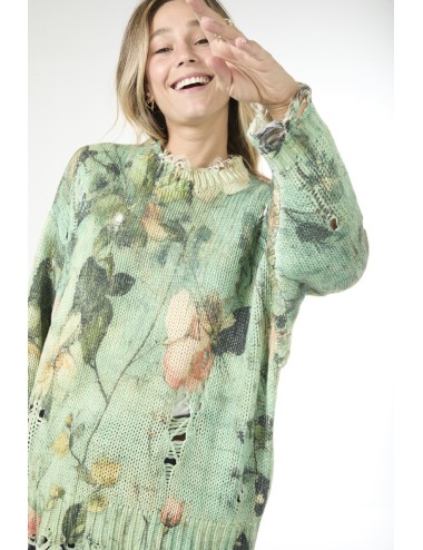 Sweat Oversized - Imprimé Turquoise Floral