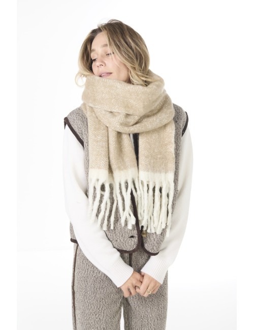 Echarpe LEON - Beige / Blanche