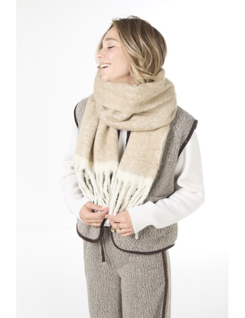 Echarpe LEON - Beige / Blanche