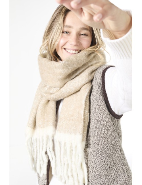Echarpe LEON - Beige / Blanche