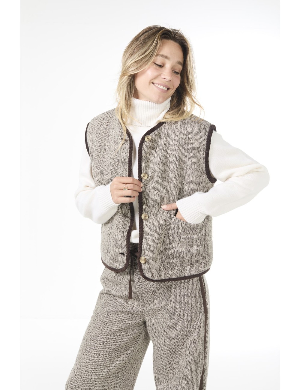 Veste sans manches LOU - Marron