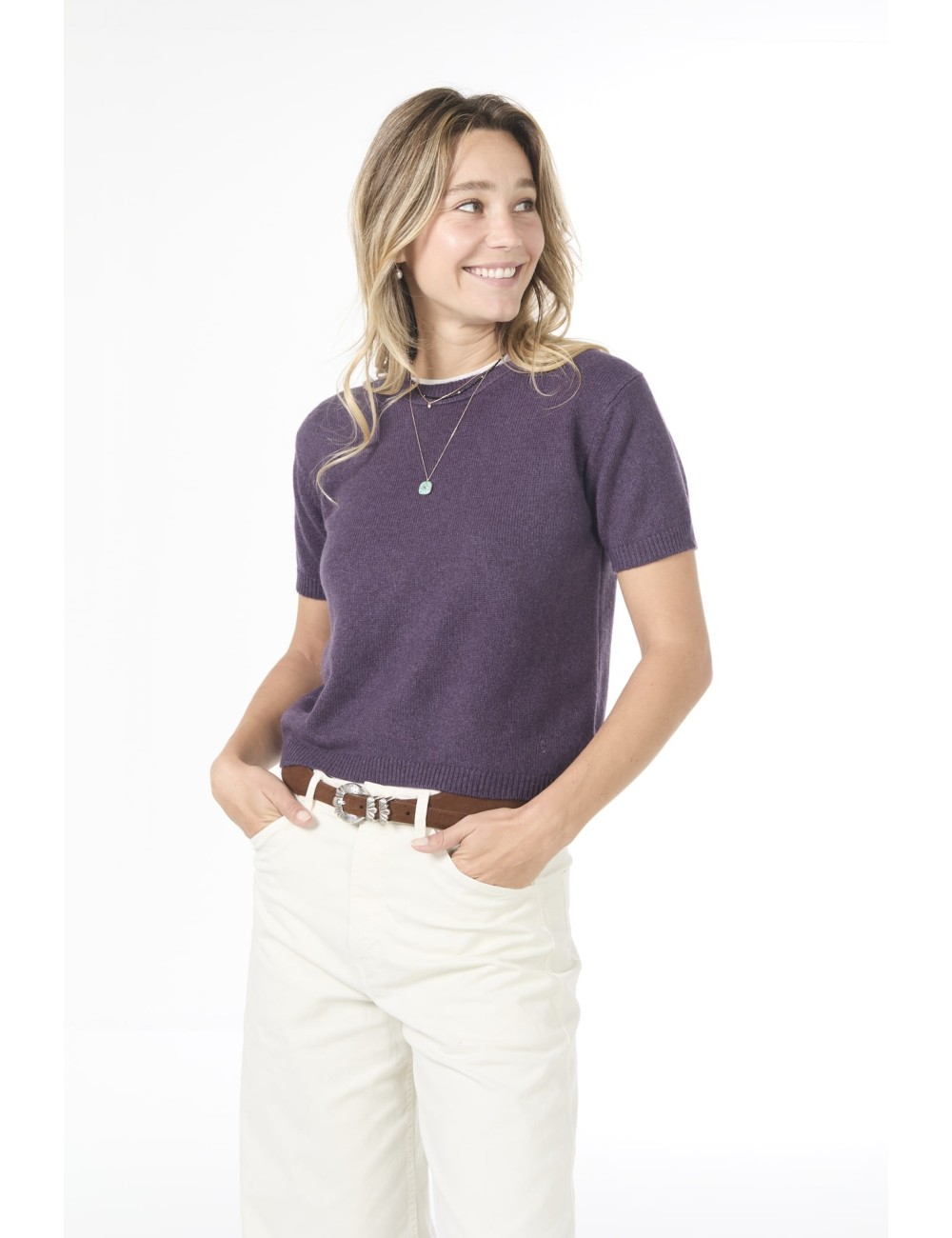 Pull manches courtes MINI ANDRE - Purple