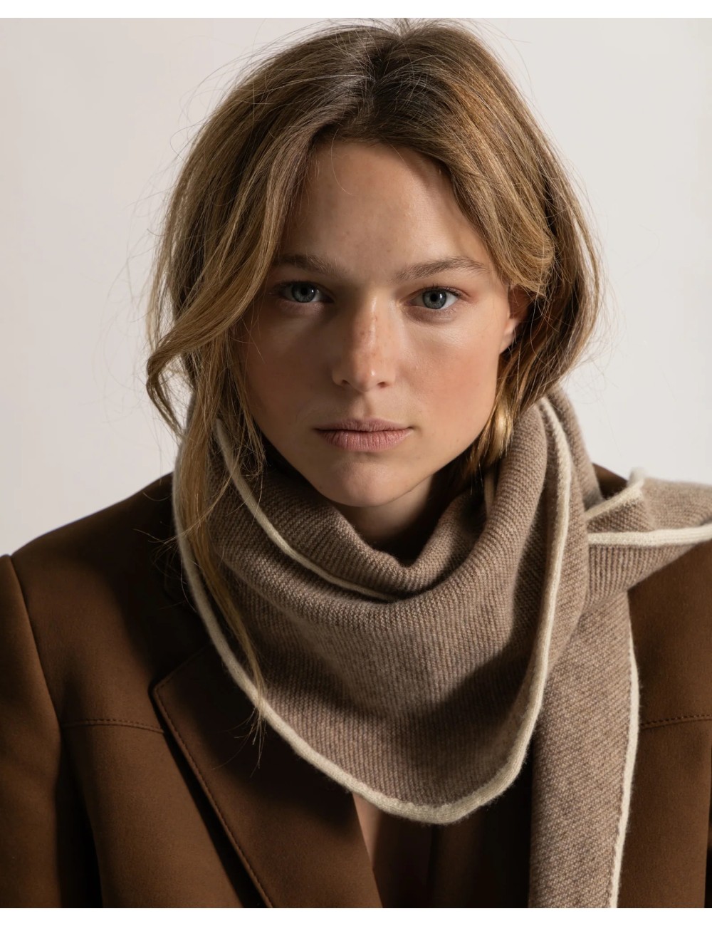 MINI SCARF - Taupe / Écru