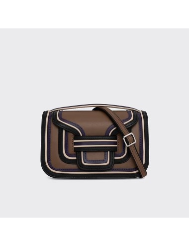 Sac à main ALPHA - Camel / Noir / Blanc cassé / Prune