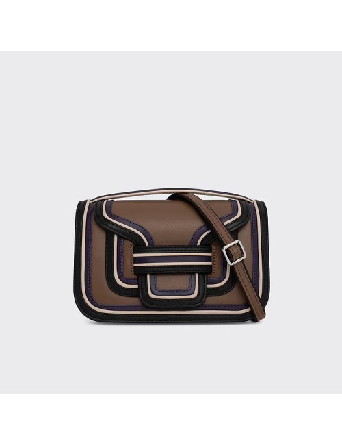 Sac à main ALPHA - Camel / Noir / Blanc cassé / Prune