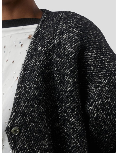 Cardigan BAMBI-  Lainage Sombre Façon Grand-Père