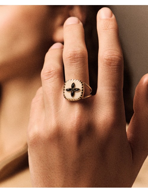 Bague BOWIE 2 - Blanc, Onyx