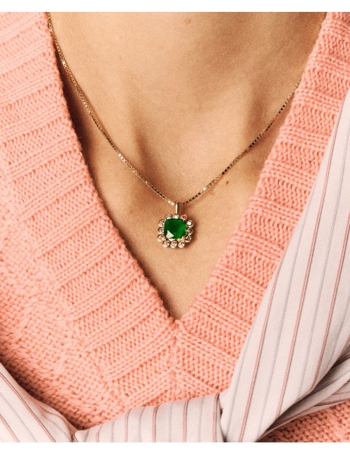 Collier ROBIN - Calcédoine verte