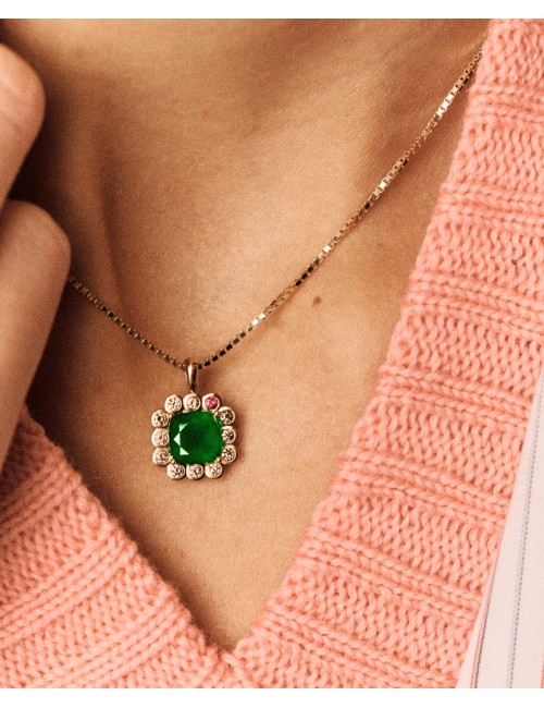 Collier ROBIN - Calcédoine verte
