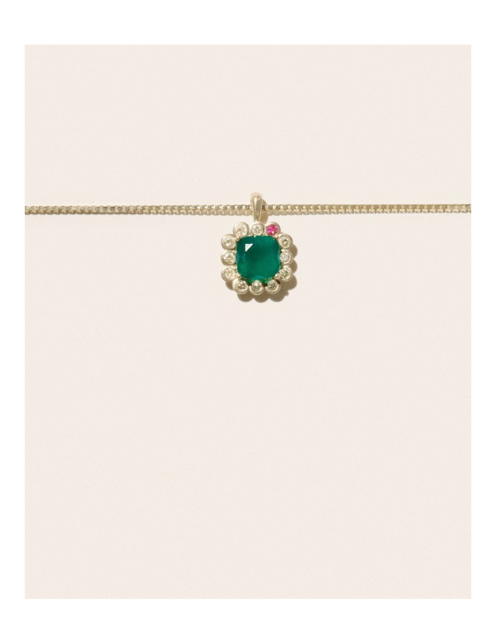 Collier ROBIN - Calcédoine verte