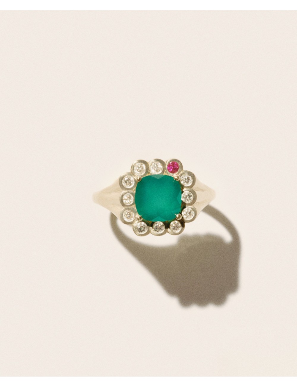 Bague ROBIN 1 - Calcédoine verte