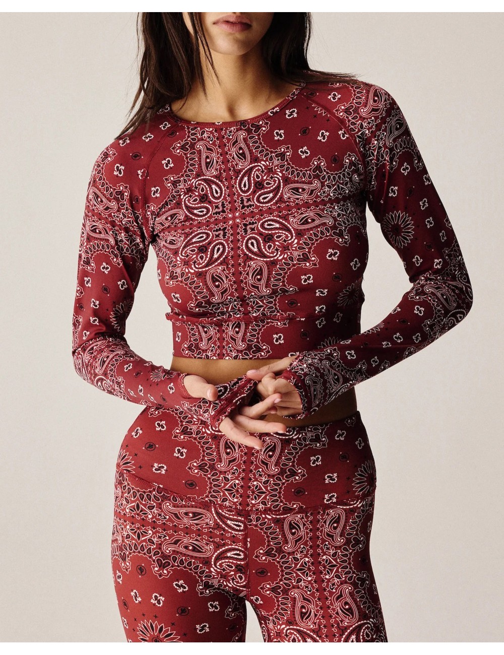 Top manches longues YOGA - Bandana Bordeaux