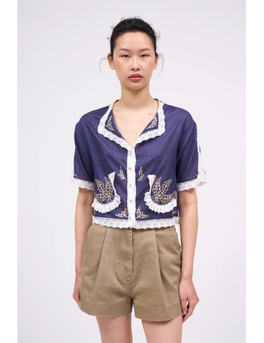 Chemisier SILAS - Pourpre, Broderies