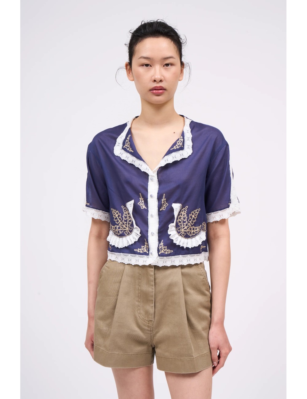 Chemisier SILAS - Pourpre, Broderies