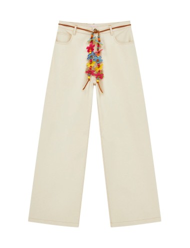 Pantalon Décontracté - Ceinture à FLEURS