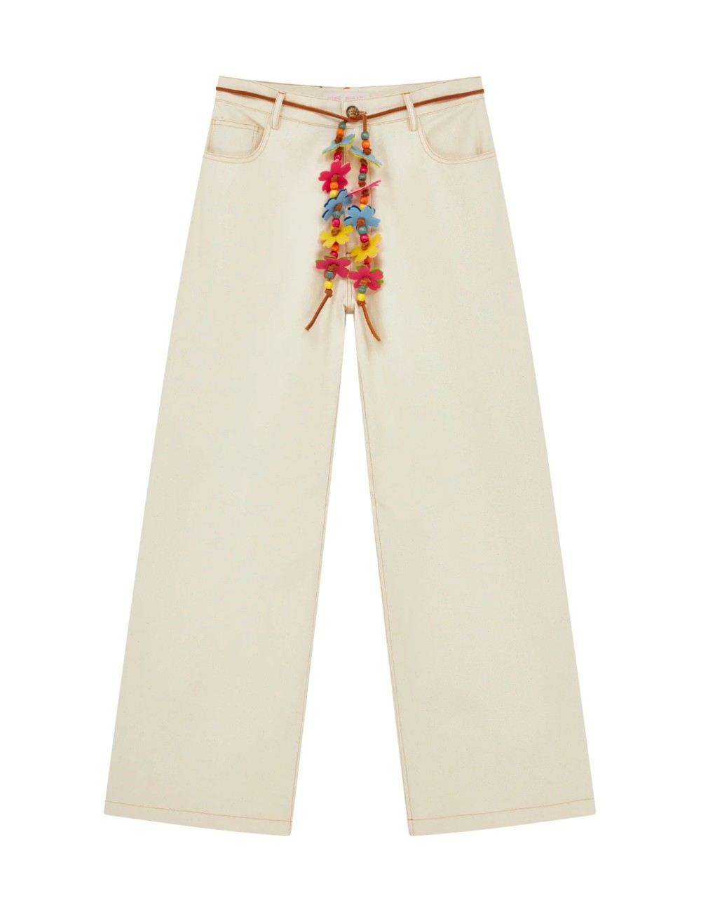 Pantalon Décontracté - Ceinture à FLEURS