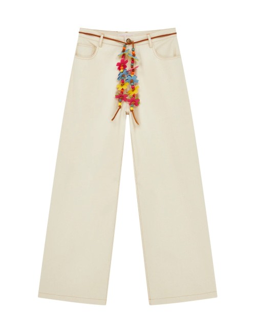 Pantalon Décontracté - Ceinture à FLEURS