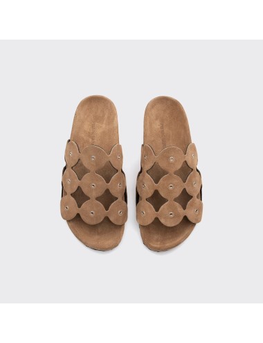 Beach Mules BULLES à œillets - Noisette