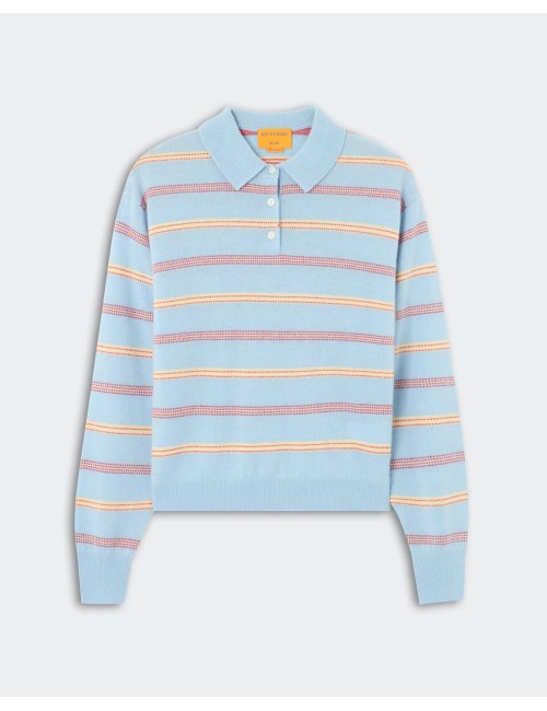 COLLEGIATE Stripe Polo - Clear Sky Combo
