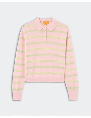COLLEGIATE Stripe Polo - Powder Pink Combo