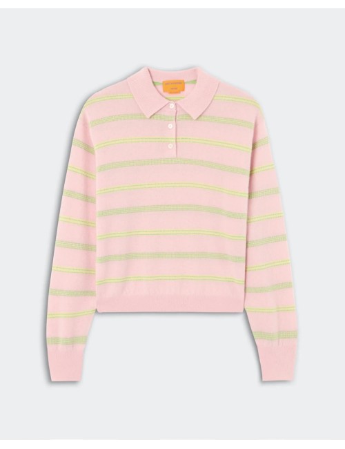 COLLEGIATE Stripe Polo - Powder Pink Combo