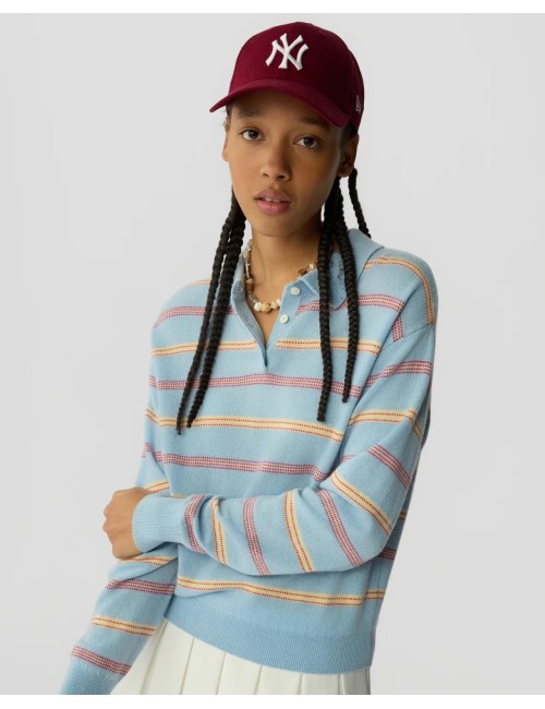 COLLEGIATE Stripe Polo - Clear Sky Combo