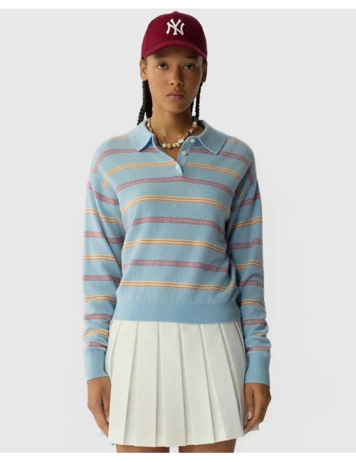 COLLEGIATE Stripe Polo - Clear Sky Combo
