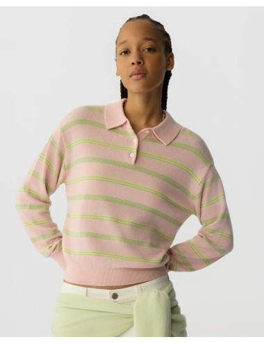 COLLEGIATE Stripe Polo - Powder Pink Combo