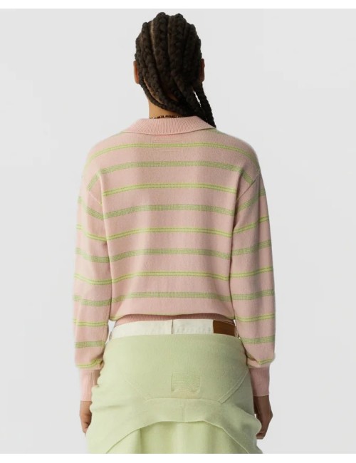 COLLEGIATE Stripe Polo - Powder Pink Combo