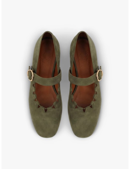 Ballerine GINGER, Daim - Kaki