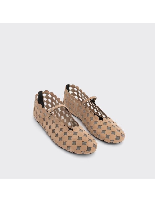 Ballerines MINI BULLES, Daim - Beige