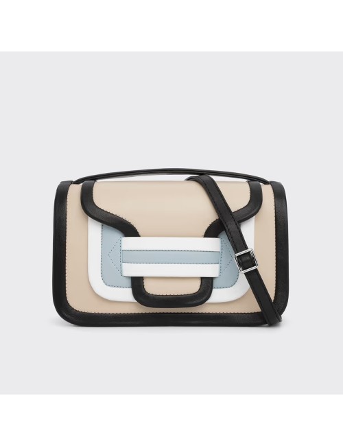 Sac à main MAXI ALPHA - Blanc cassé, Noir, Bleu ciel, Blanc