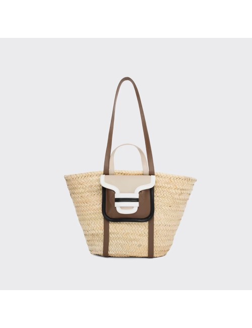 Panier ALPHA RAFFIA - Camel, Noir, Blanc