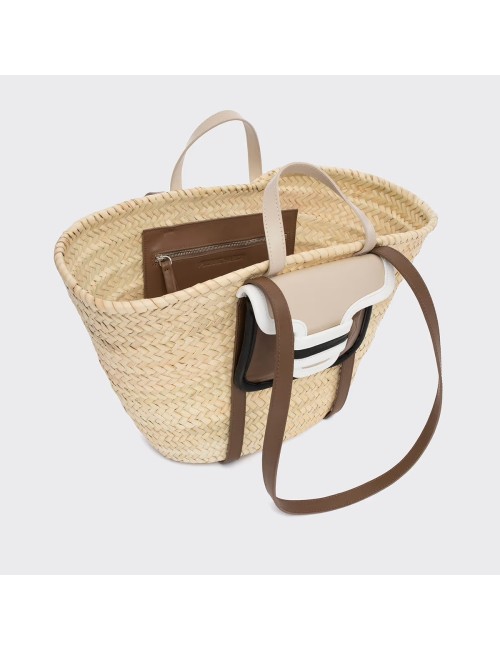 Panier ALPHA RAFFIA - Camel, Noir, Blanc