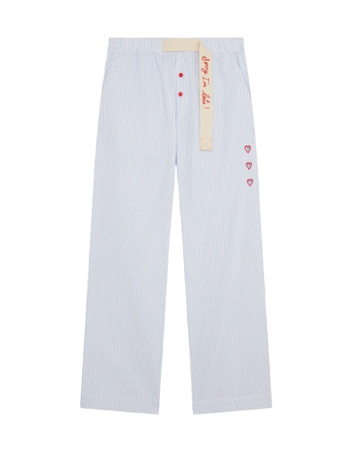 Pantalon Rayé Brodé